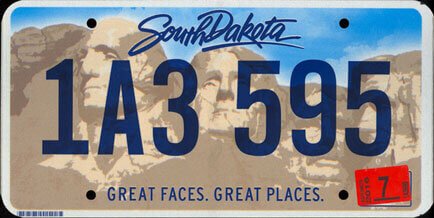 South Dakota license plate