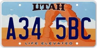 Utah license plate
